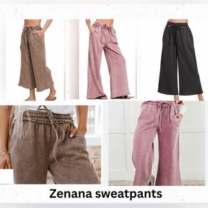 Z3 new Zenana wide cropped sweatpants mauve ash black mocha small medium large